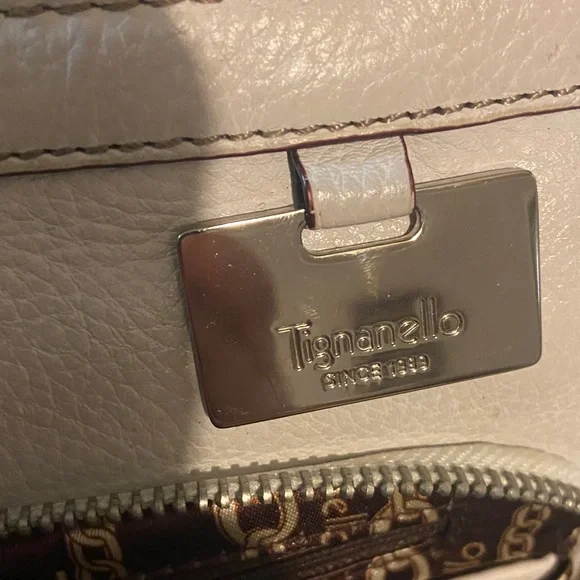 Tignanello Cream Pebble Leather Crossbody Bag with Contrast Stitching - Picture 6 of 6